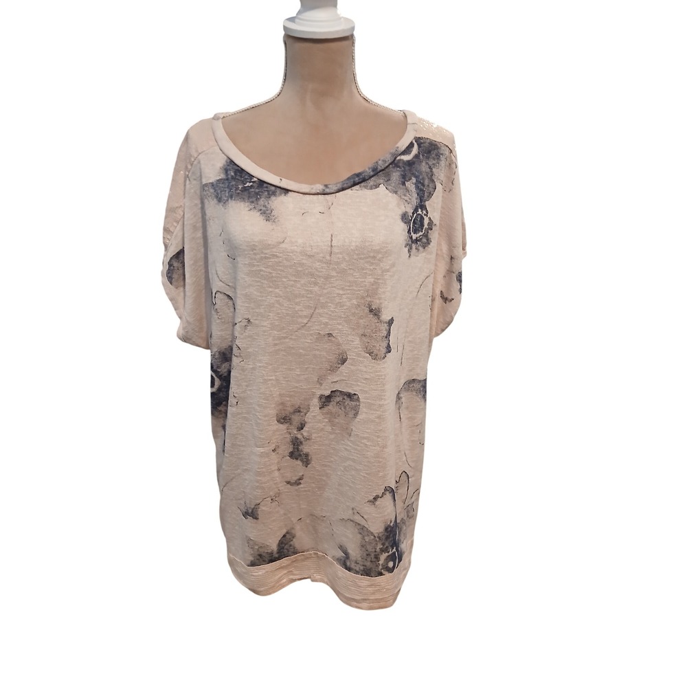 Bellambra Italy Womens Pastel Floral Sequin Trim Tunic Top Short Sleeve 3x